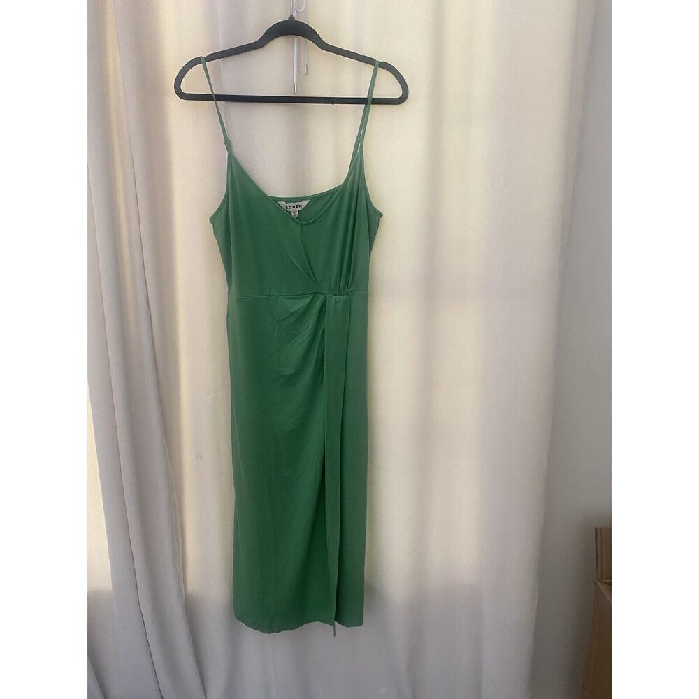 Boden Women’s Gathered Jersey MIDI Dress Size 10‎ In Green Summer Cocktail Party